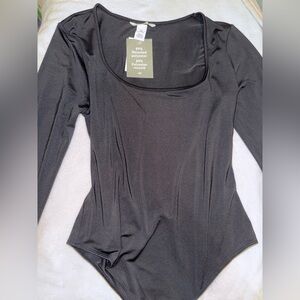 H&M Black Fitted Long Sleeve Bodysuit